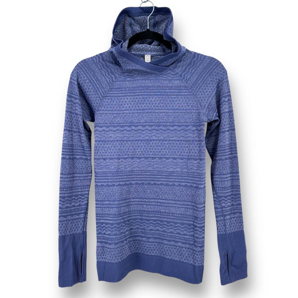 Lululemon Rest Less Textured Stripe Pullover Hoodie Womens Size 6 Purple